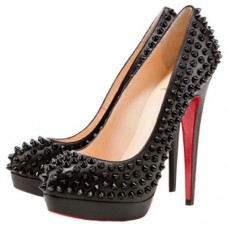 Pantofi cu platformă Christian Louboutin Bianca Spikes 140mm, negri