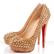 Pantofi cu platformă Christian Louboutin Bianca Spikes 140mm, aurii