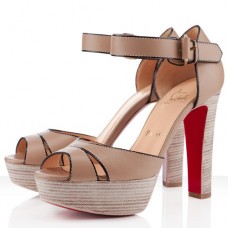 Sandale Christian Louboutin Woodaola 120mm, culoare naturală