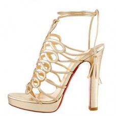 Sandale Christian Louboutin cu ciucuri 120mm aurii