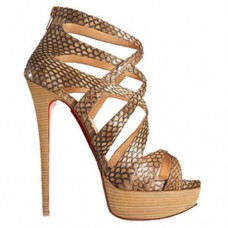 Sandale Christian Louboutin Balota 140mm din piele întoarsă, model Python