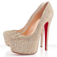 Pantofi Christian Louboutin Daffodile Strass 160mm cu platformă, aurii
