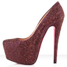 Pantofi Christian Louboutin Daffodile Strass 160mm cu platformă, culoare prună