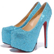 Pantofi cu platformă Christian Louboutin Daffodile 160mm, albastru deschis