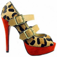 Pantofi Christian Louboutin Bikiki 140mm Mary Jane cu imprimeu leopard