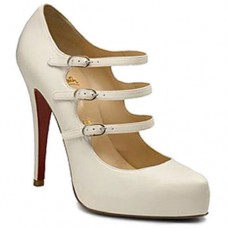 Pantofi Christian Louboutin Dillian 120mm Mary Jane, albi