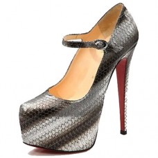 Pantofi Christian Louboutin Lady Daf 160mm Mary Jane gri