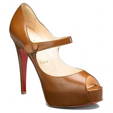 Pantofi Christian Louboutin No Barre Mary Jane 140mm maro Pantofi Christian Louboutin No Barre Mary Jane 140mm maro