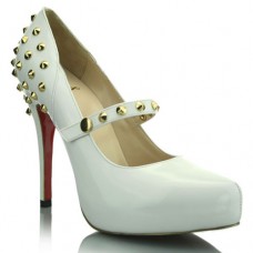 Pantofi Christian Louboutin Mad 120mm Mary Jane, albi Pantofi Christian Louboutin Mad 120mm Mary Jane, albi