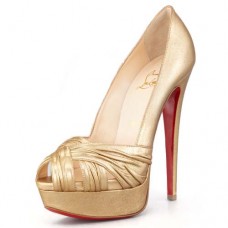 Pantofi Christian Louboutin Jenny 140mm cu vârful deschis, aurii