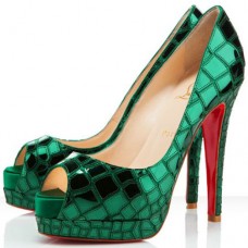 Pantofi Christian Louboutin Sobek 100mm cu vârf deschis, verzi