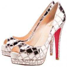 Christian Louboutin Sobek 100mm Peep Toe Pompe Platine