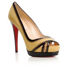 Pantofi cu toc înalt Christian Louboutin Very Jaws 140mm, cu vârf deschis, galbeni