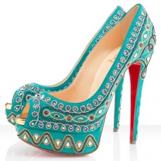 Pantofi Christian Louboutin Bollywoody 140mm cu vârf deschis, Caraibes