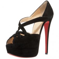 Pantofi Christian Louboutin Lady Corset 140mm cu vârful deschis, negri