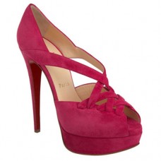 Pantofi Christian Louboutin Lady Corset 140mm cu vârful deschis, Rose Matador