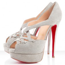 Pantofi Christian Louboutin Lady Corset 140mm cu vârful deschis, culoare taupe