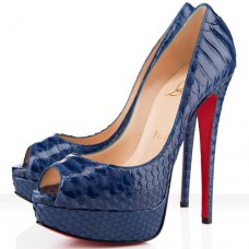Pantofi Christian Louboutin Lady 140mm Peep Toe, bleumarin