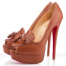 Christian Louboutin Alta Campus 140mm Peep Toe Pumps Fauve
