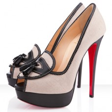 Christian Louboutin Alta Campus 140mm Peep Toe Pumps Natural