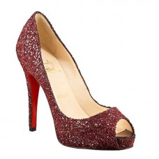 Pantofi Christian Louboutin cu sclipici 120mm, cu vârf deschis, roșii
