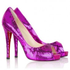 Pantofi Christian Louboutin Very Prive 120mm Peep Toe, Parme