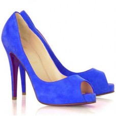 Pantofi Christian Louboutin Very Prive 120mm cu vârful deschis, albaștri