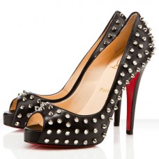 Pantofi Christian Louboutin Very Prive 120mm cu vârful deschis, negri