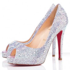 Pantofi Christian Louboutin Very Riche Strass 120mm cu vârful deschis și cristal