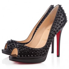 Pantofi Christian Louboutin Yolanda Spikes 120mm cu vârf deschis, negri