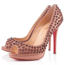 Pantofi Christian Louboutin Yolanda Spikes 120mm cu vârf deschis, culoare nud Pantofi Christian Louboutin Yolanda Spikes 120mm cu vârf deschis, culoare nud