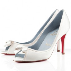 Pantofi Christian Louboutin Milady 80mm cu vârful deschis, alb-gălbui
