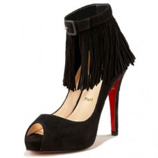 Pantofi Christian Louboutin scurti Tina Fringe 120mm pentru ocazii speciale, negri