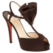 Pantofi Christian Louboutin Ernesta T-strap 100mm pentru ocazii speciale, maro