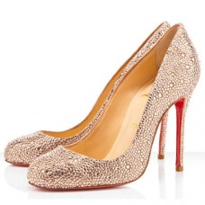 Pantofi Christian Louboutin Fifi Strass 100mm pentru ocazii speciale, culoare piersică deschisă