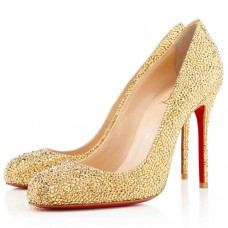 Pantofi Christian Louboutin Fifi Strass 100mm galbeni