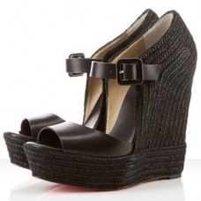 Pantofi cu platformă Christian Louboutin Praia Espadrile 140mm Negri