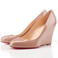 Pantofi cu platformă Christian Louboutin Ron Ron Zeppa 80mm, culoare nud