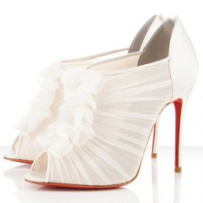 Ghete Christian Louboutin Canonita 100mm, albe Ghete Christian Louboutin Canonita 100mm, albe