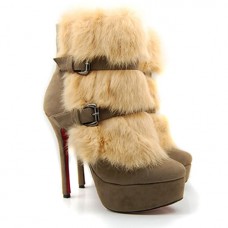 Ghete Christian Louboutin Toundra Fur 120mm bej