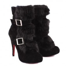 Ghete Christian Louboutin Toundra Fur 120mm negre