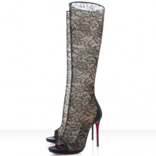 Cizme Christian Louboutin Alta Dentelle 120mm Negre