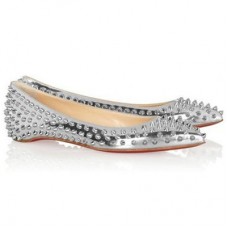 Balerini Christian Louboutin Pigalle cu crampoane, argintii