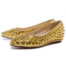 Balerini Christian Louboutin Pigalle cu crampoane, aurii