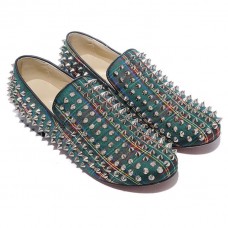 Mocasini Christian Louboutin cu crampoane, verzi Mocasini Christian Louboutin cu crampoane, verzi