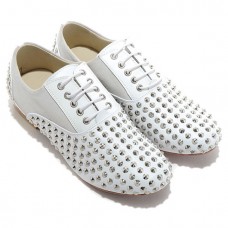 Mocasini Christian Louboutin Fred Spikes albi Mocasini Christian Louboutin Fred Spikes albi