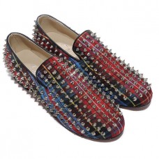 Mocasini Christian Louboutin Rollerboy Spikes roșii