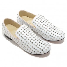 Mocasini Christian Louboutin Rollerboy Spikes albi Mocasini Christian Louboutin Rollerboy Spikes albi