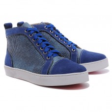 Pantofi sport Christian Louboutin Louis cu strasuri, albaștri