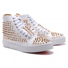 Pantofi sport Christian Louboutin Louis Gold Spikes, albi Pantofi sport Christian Louboutin Louis Gold Spikes, albi